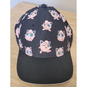 Bioworld Pokemon Jigglypuff Youth Snapback Hat Black Cap Pink Pokemon Figures